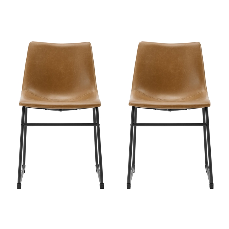 Home Square 7-Piece Set with Dining Table and 6 Dining Chairs in Whiskey Brown