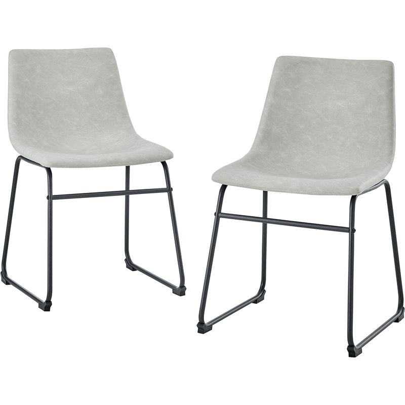 Home Square 7-Piece Set with Dining Table and 6 Dining Chairs in Gray