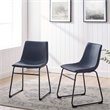 Home Square 7-Piece Set with Dining Table and 6 Dining Chairs in Navy Blue