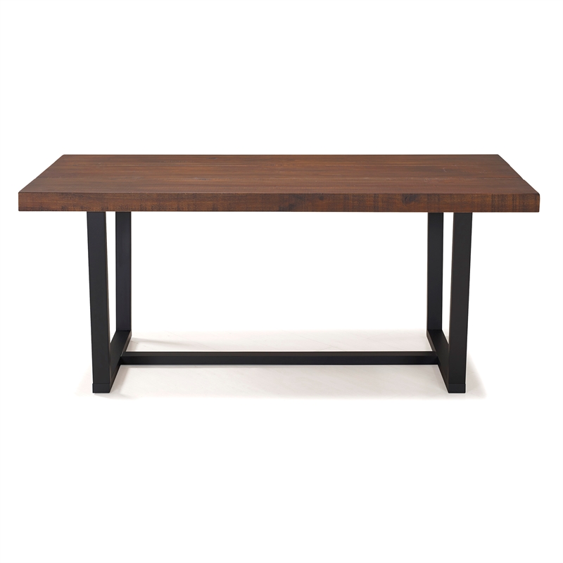 Home Square 7-Piece Set with Dining Table and 6 Dining Chairs in Black
