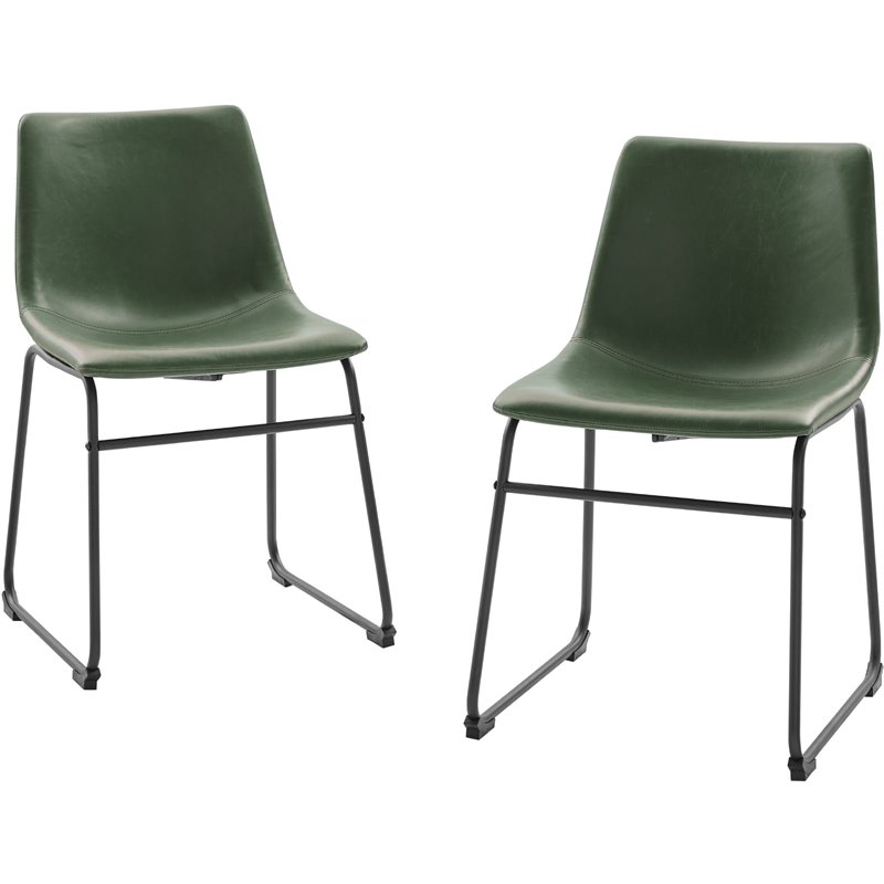 Home Square 7-Piece Set with Dining Table and 6 Dining Chairs in Green