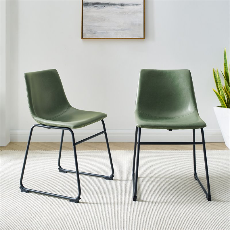 Home Square 7-Piece Set with Dining Table and 6 Dining Chairs in Green