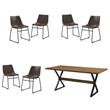Home Square 7-Piece Traditional Fabric & Solid Wood Dining Set in Oak/Brown