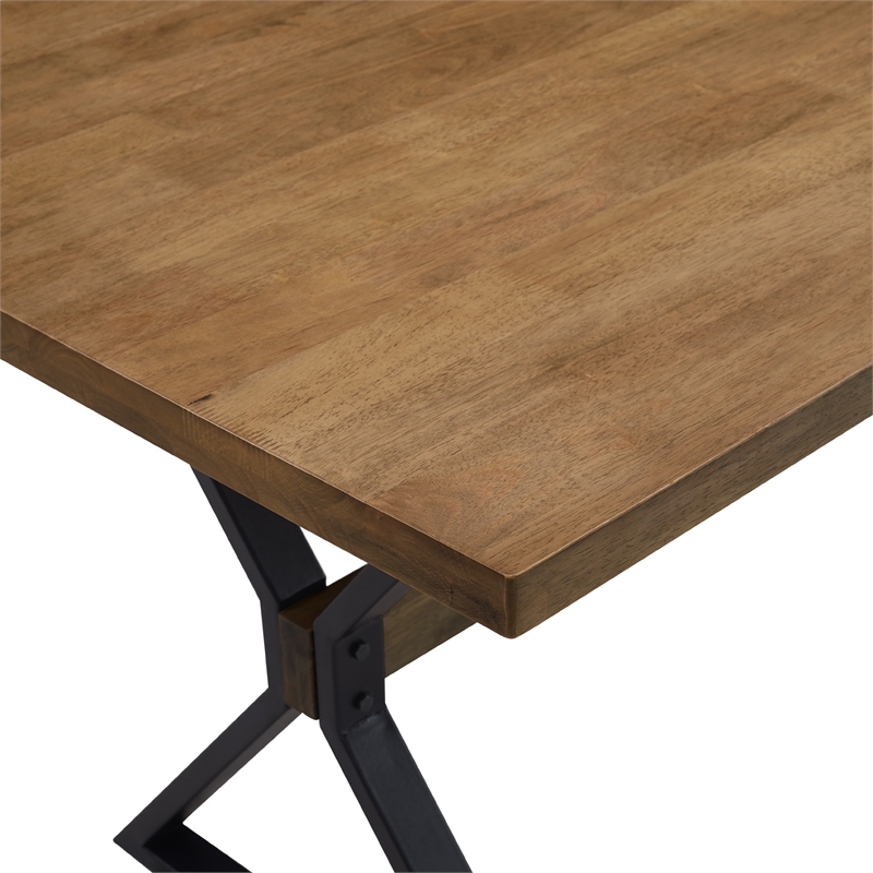Home Square 7-Piece Traditional Fabric & Solid Wood Dining Set in Oak/Green