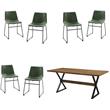 Home Square 7-Piece Traditional Fabric & Solid Wood Dining Set in Oak/Green