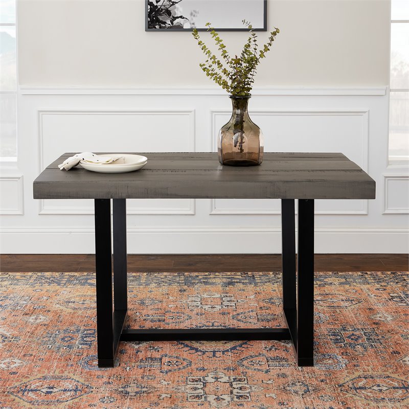 Home Square 5-Piece Faux Leather & Solid Wood Dining Set in Brown/Mahogany
