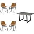 Home Square 5-Piece Faux Leather & Solid Wood Dining Set in Brown/Mahogany