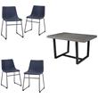 Home Square 5-Piece Faux Leather & Wood Dining Set in Navy Blue/Gray
