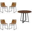 Home Square 5-Piece Faux Leather & Wood Dining Set in Brown/Mahogany