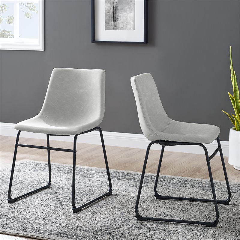 Home Square 5-Piece  Faux Leather & Wood Dining Set in Gray/Walnut