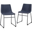 Home Square 5-Piece Faux Leather & Wood Dining Set in Blue/Walnut