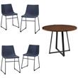 Home Square 5-Piece Faux Leather & Wood Dining Set in Blue/Walnut