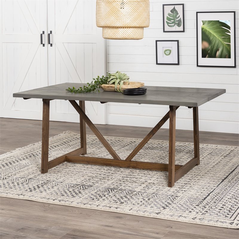 Home Square 7-Piece Set with Wood Dining Table & 6 Dining Chairs