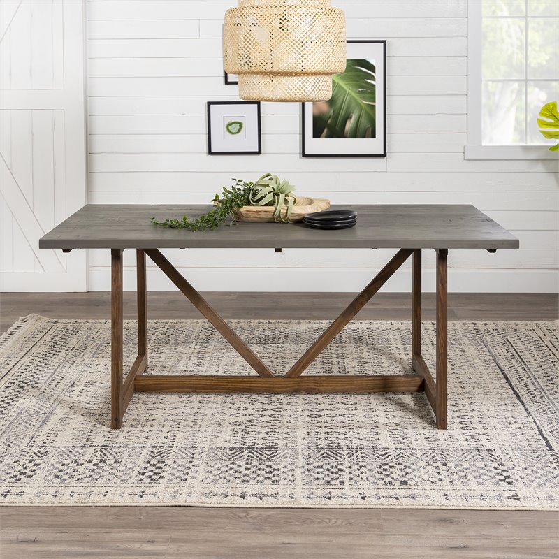 Home Square 7-Piece Set with Wood Dining Table & 6 Dining Chairs