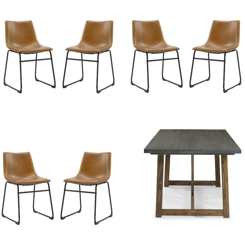 Home Square 7-Piece Set with Wood Dining Table & 6 Dining Chairs