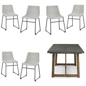 Home Square 7-Piece Set with 72&quot Wood Dining Table & 6 Dining Chairs in Gray