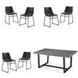 Home Square 7-Piece Set with Rustic Wood Dining Table & 6 Dining Chairs in Black