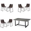 Home Square 7-Piece Set with Rustic Wood Dining Table & 6 Dining Chairs in Brown