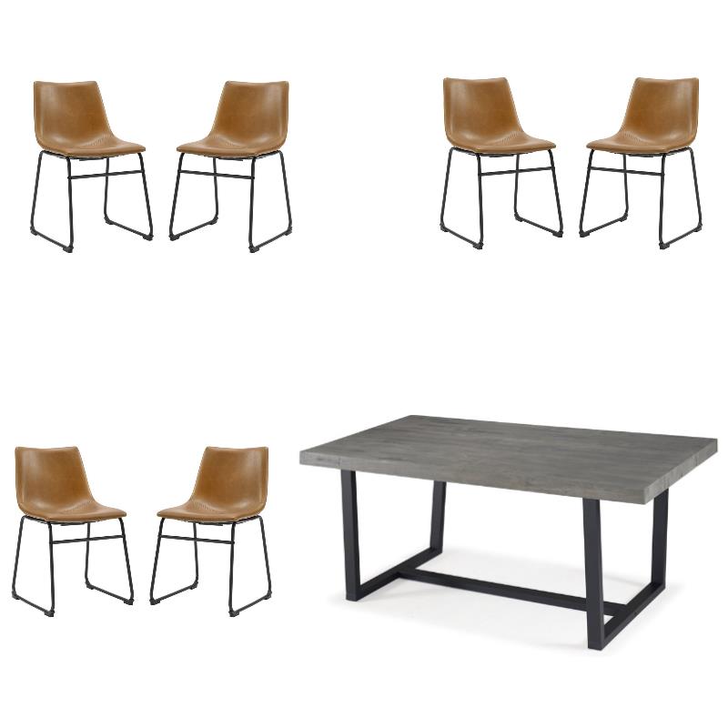 Home Square 7-Piece Set with Rustic Wood Dining Table & 6 Dining Chairs