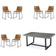 Home Square 7-Piece Set with Rustic Wood Dining Table & 6 Dining Chairs