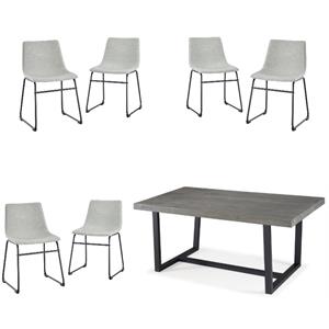 Home Square 7-Piece Set with Solid Wood Dining Table and 6 Dining Chairs in Gray