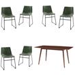 Home Square 7-Piece Set with Mid-Century Dining Table & 6 Dining Chairs in Green