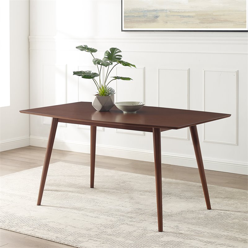 Home Square 7-Piece Set with Mid-Century Dining Table & 6 Dining Chairs