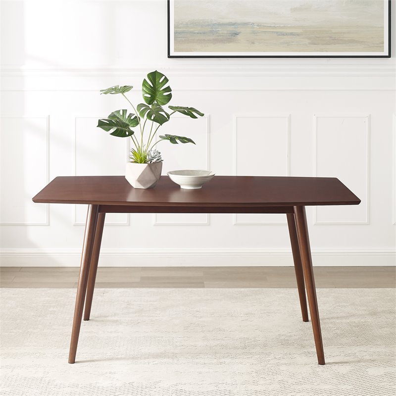 Home Square 7-Piece Set with Mid-Century Dining Table & 6 Dining Chairs