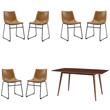 Home Square 7-Piece Set with Mid-Century Dining Table & 6 Dining Chairs