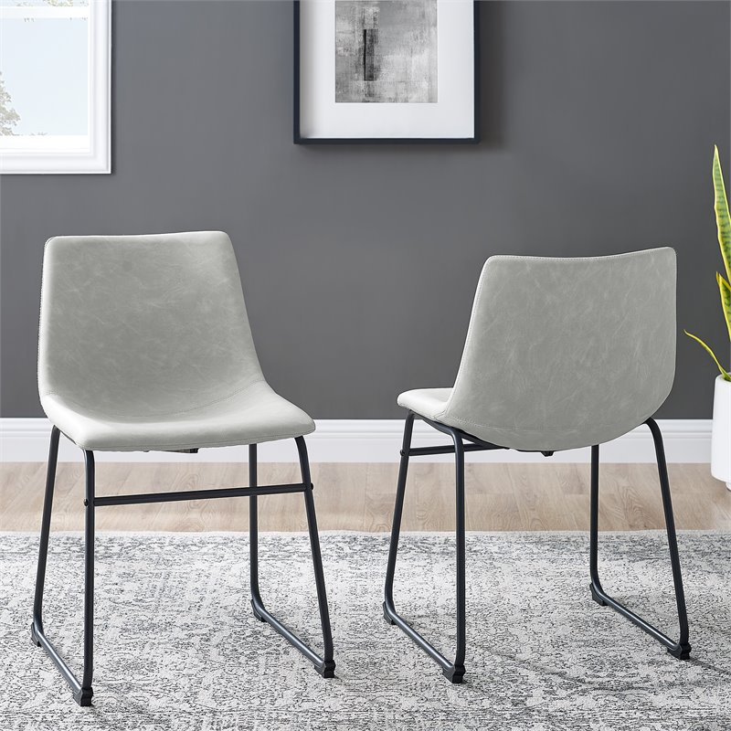 Home Square 7-Piece Set with Dining Table & 6 Dining Chairs in Gray and Walnut