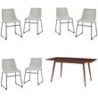 Home Square 7-Piece Set with Dining Table & 6 Dining Chairs in Gray and Walnut