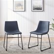 Home Square 7-Piece Set with Dining Table & 6 Dining Chairs in Blue and Walnut