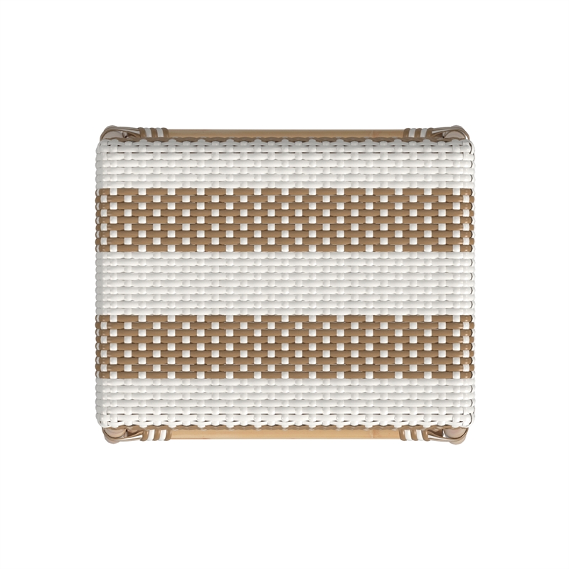 Home Square Rattan Counter Stool in Tan & White Stripe - Set of 2