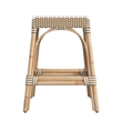 Home Square Rattan Counter Stool in Tan & White Stripe - Set of 2