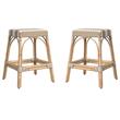 Home Square Rattan Counter Stool in Tan & White Stripe - Set of 2