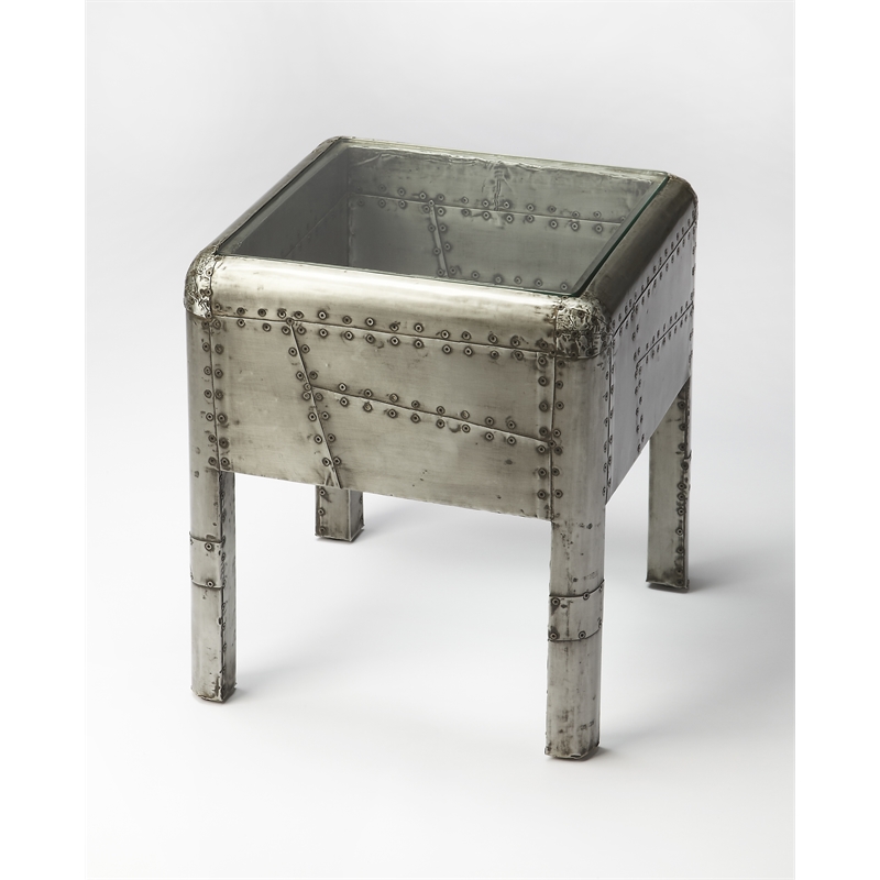 Home Square 3-Piece Set with Entertainment Console and 2 End Tables in Gray