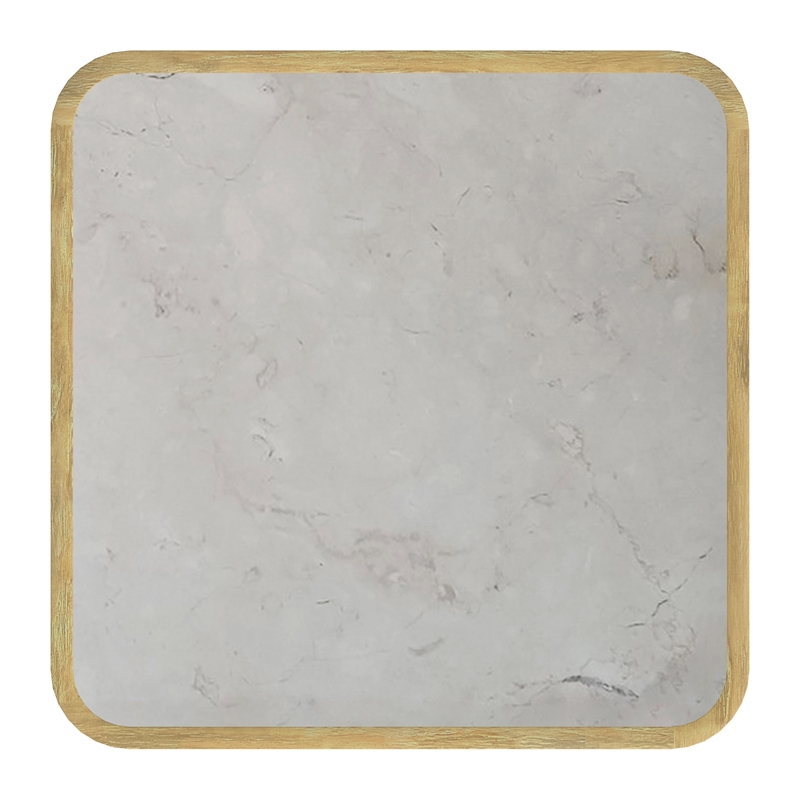 Home Square 2-Piece Set with Marble Coffee Table and End Table in Natural