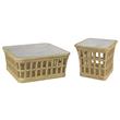 Home Square 2-Piece Set with Marble Coffee Table and End Table in Natural
