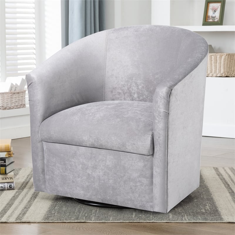 Home Square Microfiber Swivel Accent Chair in Silver Gray - Set of 2