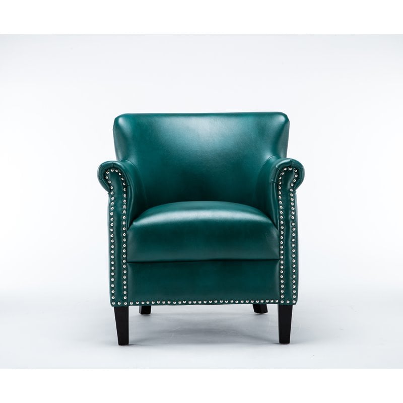 Home Square Faux Leather Club Accent Chair in Teal Green - Set of 2