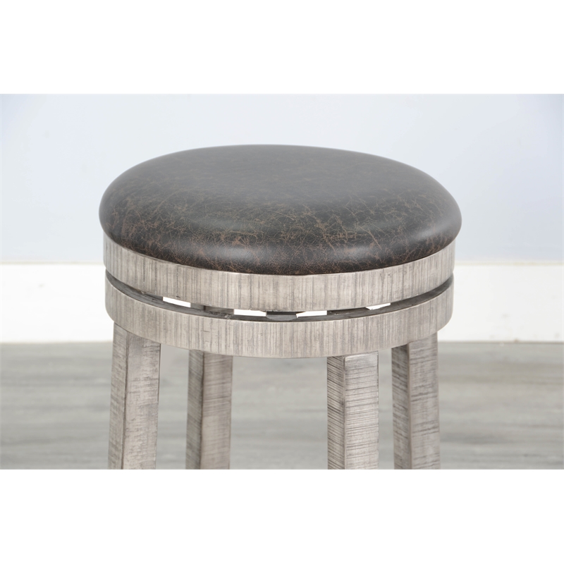 Home Square 5-Piece Set with Pub Table and 4 Swivel Wood Stools