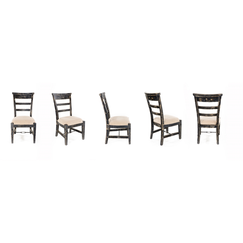 Home Square 7-Piece Set with Extension Table and 6 Side Chairs in Black