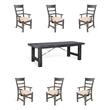 Home Square 7-Piece Set with Extension Table and 6 Side Chairs in Black