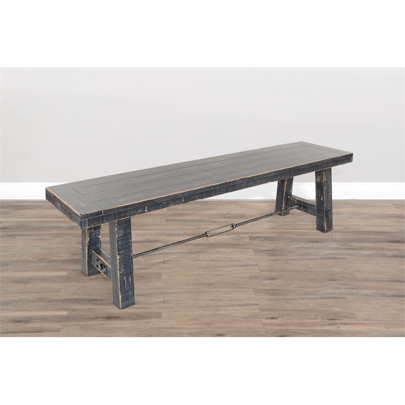 Home Square 6-Piece Set with Dining Table and 4 Ladderback Chairs and Bench