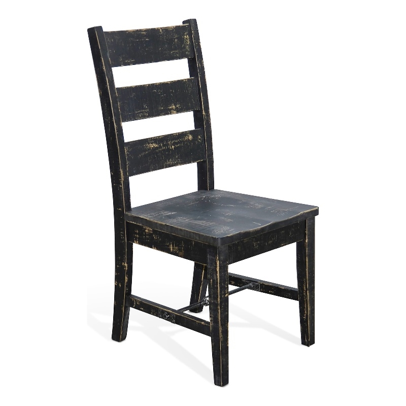 Home Square 7-Piece Set with Dining Table and 6 Ladderback Chairs in Black