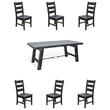 Home Square 7-Piece Set with Dining Table and 6 Ladderback Chairs in Black