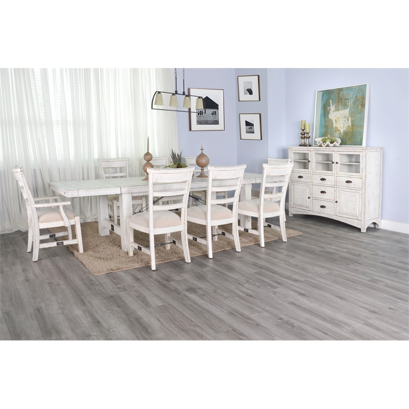 Home Square 6-Piece Set with Dining Table & 4 Ladderback Chairs & Bench