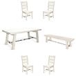 Home Square 6-Piece Set with Dining Table & 4 Ladderback Chairs & Bench