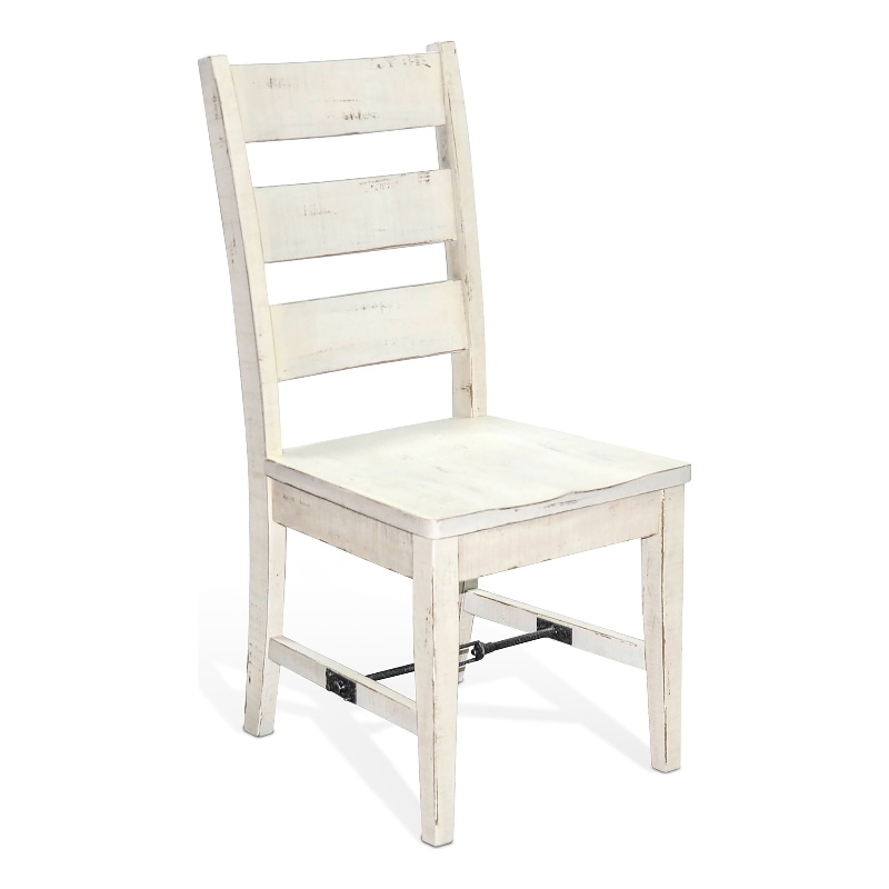 Home Square 7-Piece Set with Dining Table & 6 Ladderback Chairs in White