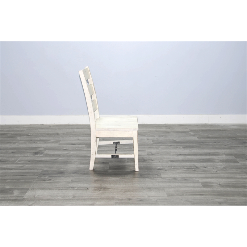 Home Square 7-Piece Set with Dining Table & 6 Ladderback Chairs in White